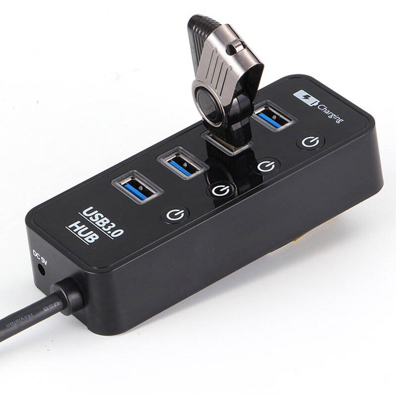 三鑫天威(STW)7011电脑usb3.0HUB分线器 高速扩展4口带独立开关转换器 一拖四 笔记本USB集线器HUB - 京东